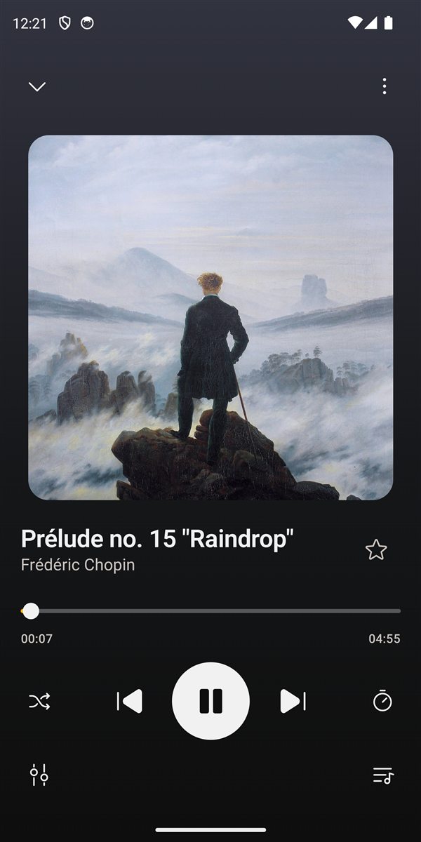 A tela de música tocando no Vayou