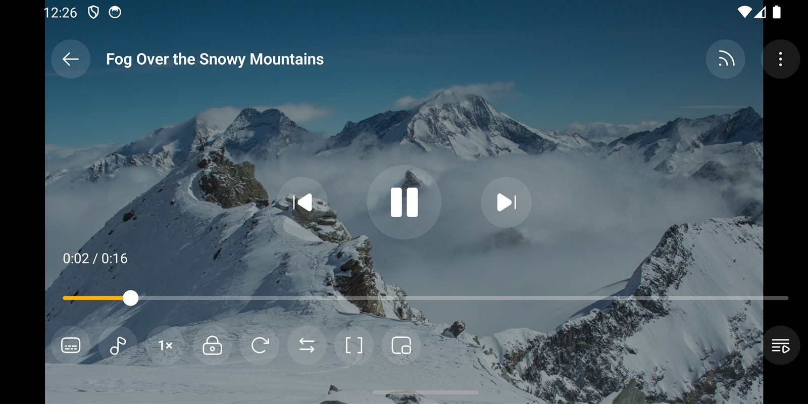 O Vayou tocando um vídeo na horizontal